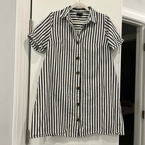 Black and white pinstripe shirt dress